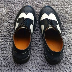 Dr. Martens Black and White 3989 Bex Smooth Leather Brogue shoes